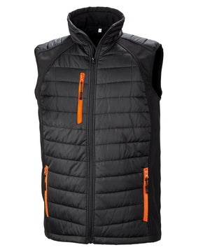 Compass Padded Softshell Gilet in Black/Orange