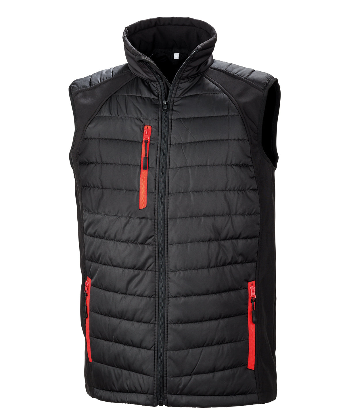 Compass Padded Softshell Gilet in Black/Red