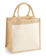 Cotton Pocket Jute Midi Tote in Natural