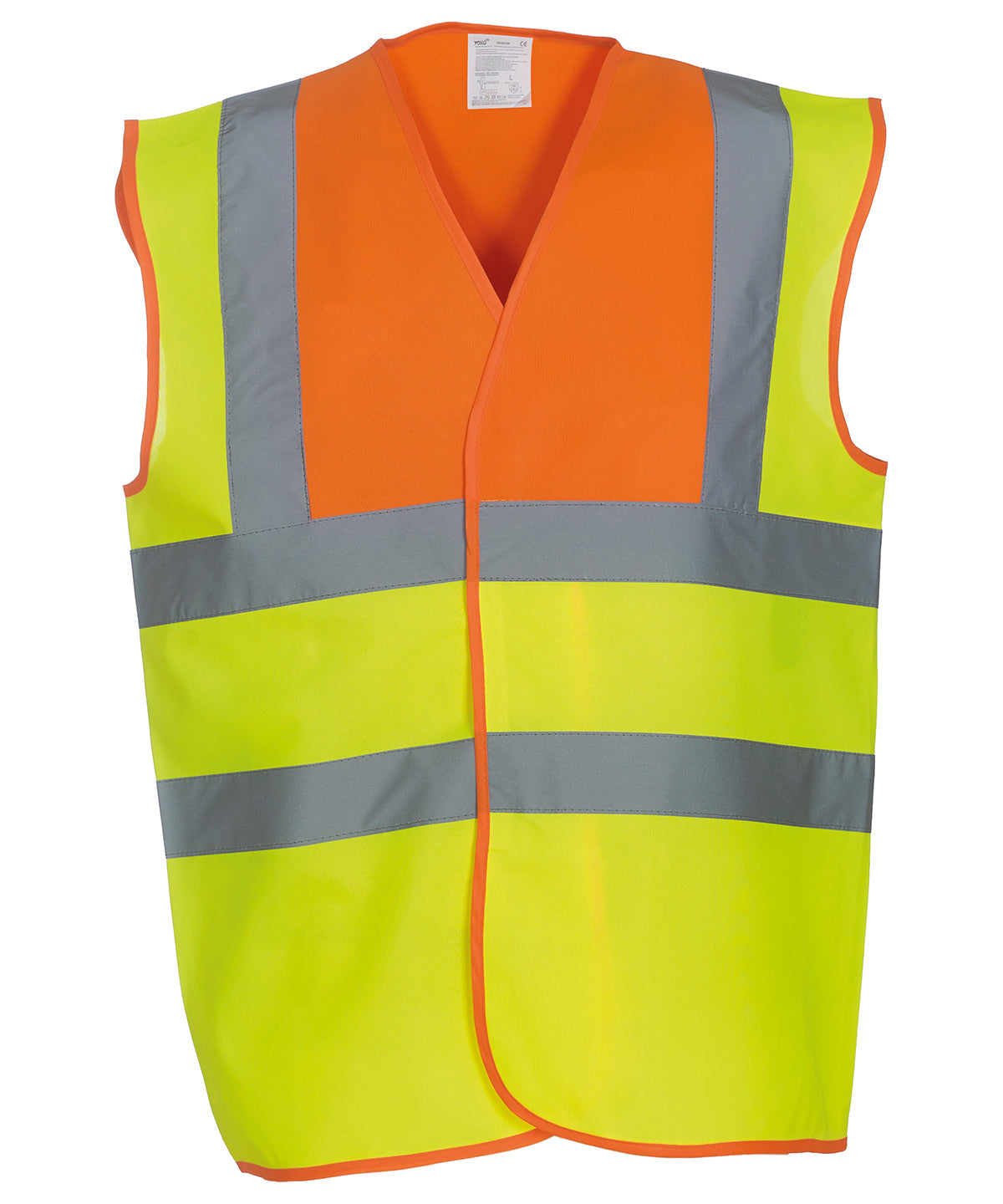 Hi-Vis 2-Band-And-Braces Waistcoat (Hvw100) in Orange Yoke/Yellow