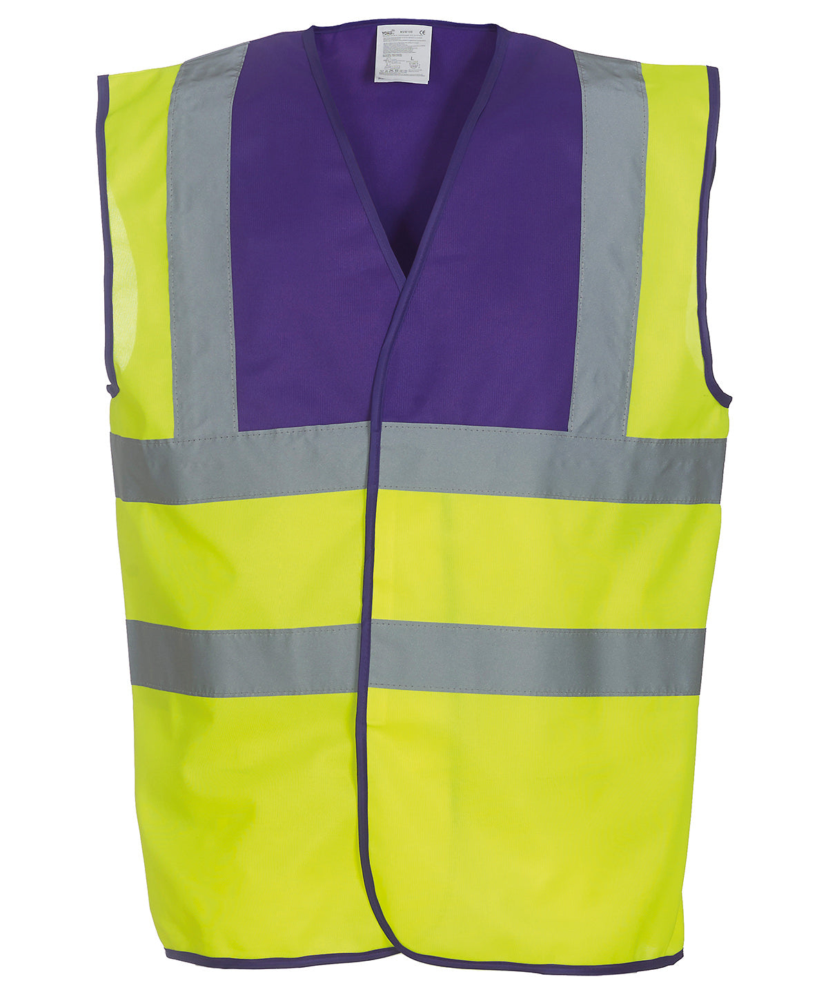 Hi-Vis 2-Band-And-Braces Waistcoat (Hvw100) in Purple Yoke/Yellow