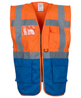 Multifunctional Executive Hi-Vis Waistcoat (Hvw801) in Orange/Royal Blue
