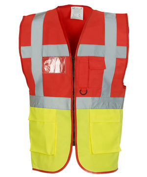Multifunctional Executive Hi-Vis Waistcoat (Hvw801) in Red/Yellow