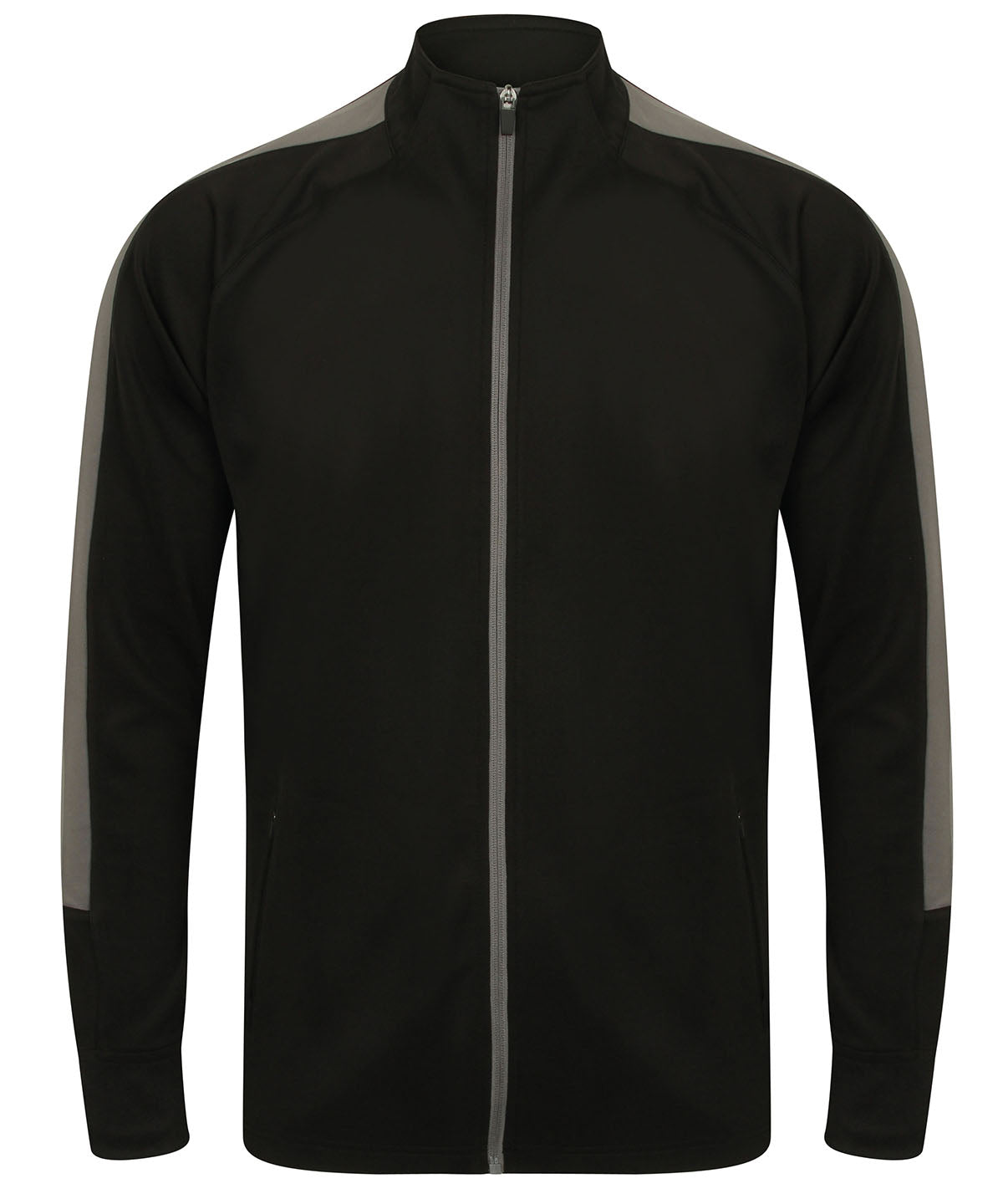 Knitted Tracksuit Top in Black/Gunmetal Grey