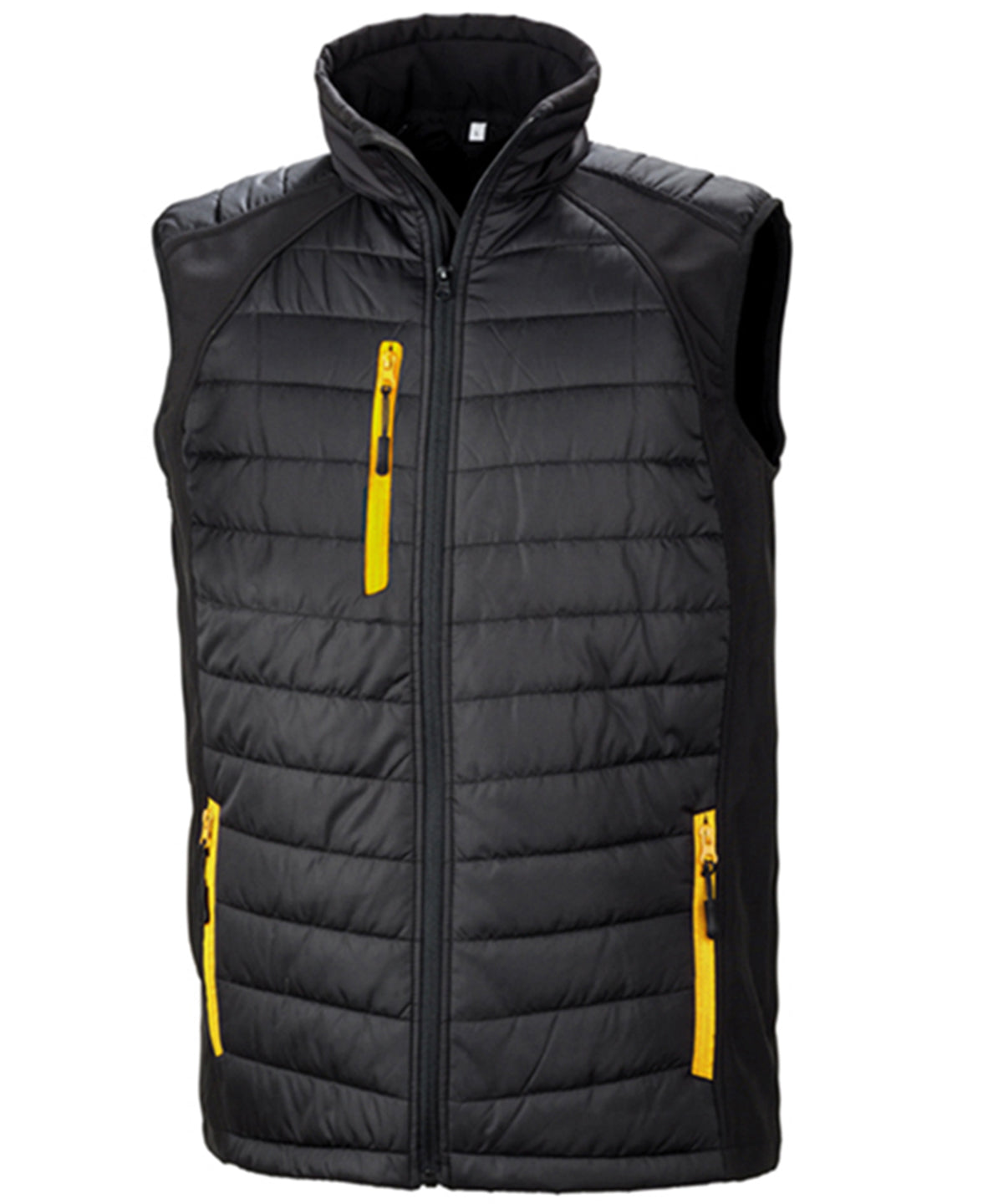Compass Padded Softshell Gilet in Black/Yellow