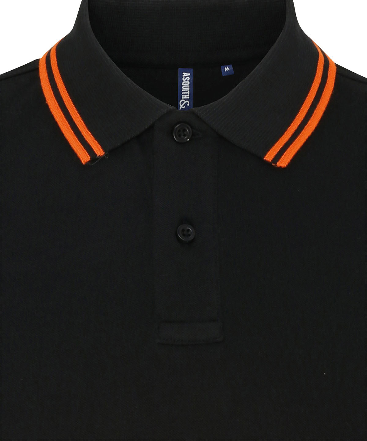 Men's Classic Fit Tipped Polo in Black/Orange, front view