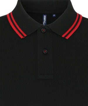 Men's Classic Fit Tipped Polo in Black/Red, front view