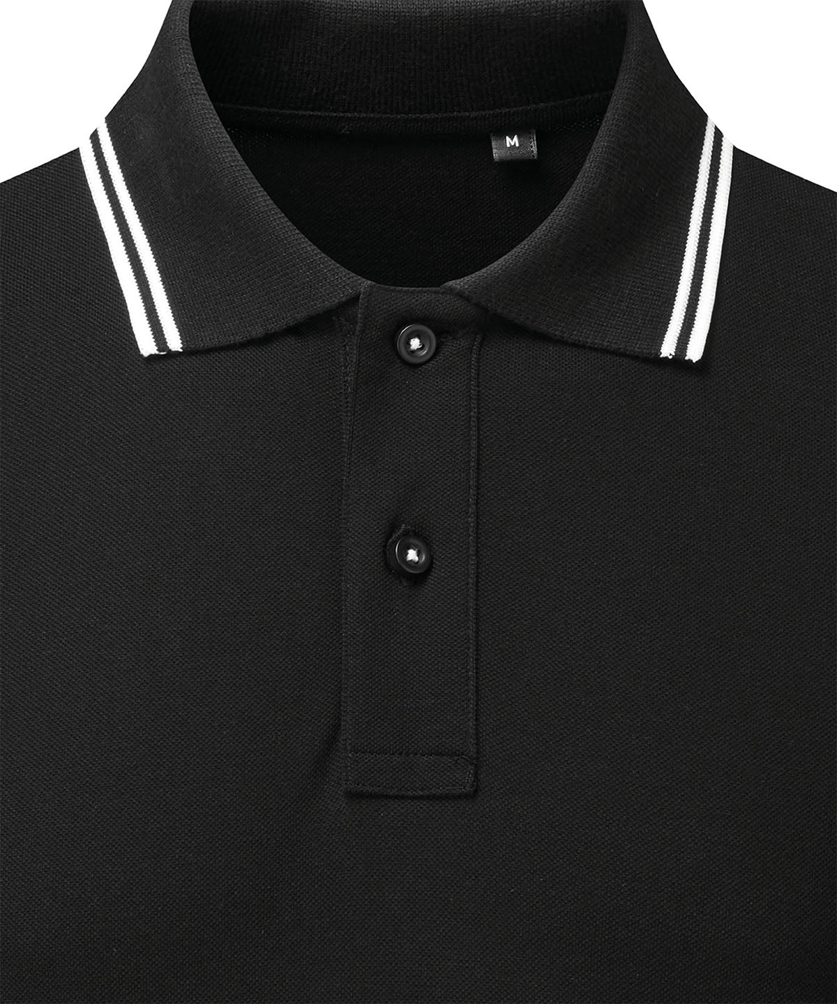 Men's Classic Fit Tipped Polo in Black/White, front view