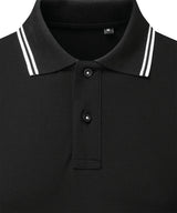 Men's Classic Fit Tipped Polo in Black/White, front view