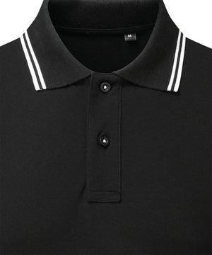 Men's Classic Fit Tipped Polo in Black/White, front view