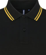 Men's Classic Fit Tipped Polo in Black/Yellow, front view