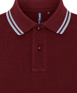 Men's Classic Fit Tipped Polo in Burgundy/Sky, front view