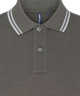 Men's Classic Fit Tipped Polo in Charcoal/White, front view