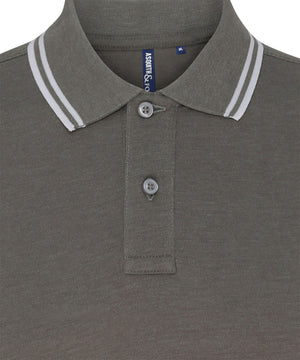 Men's Classic Fit Tipped Polo in Charcoal/White, front view
