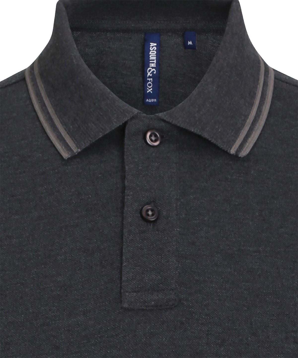Men's Classic Fit Tipped Polo in Heather Black/Charcoal, front view