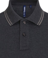 Men's Classic Fit Tipped Polo in Heather Black/Charcoal, front view