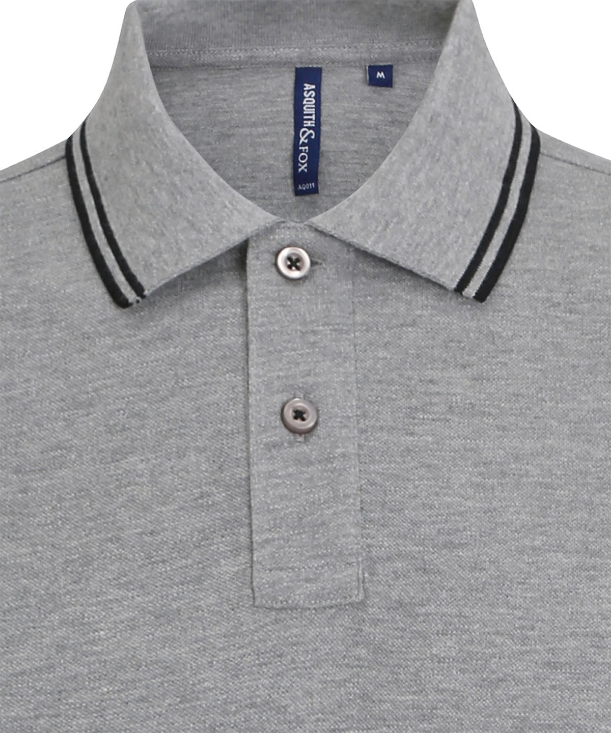 Men's Classic Fit Tipped Polo in Heather Grey/Black, front view