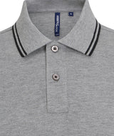 Men's Classic Fit Tipped Polo in Heather Grey/Black, front view