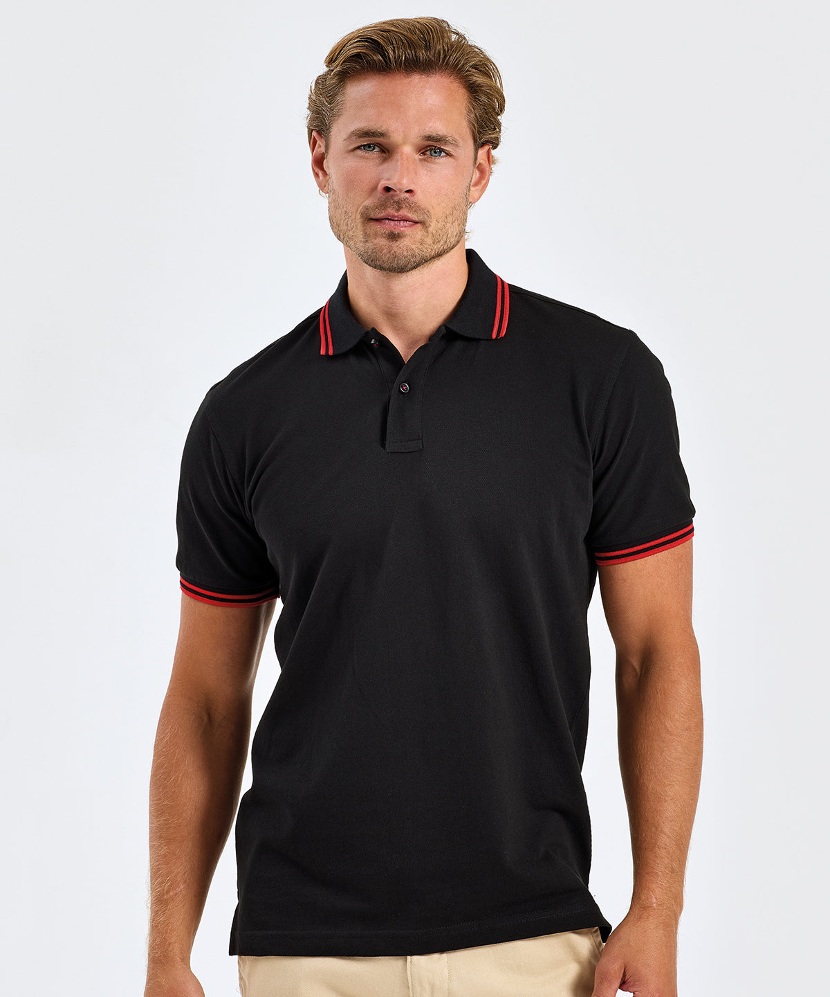 Lifestyle photo of the Men's Classic Fit Tipped Polo