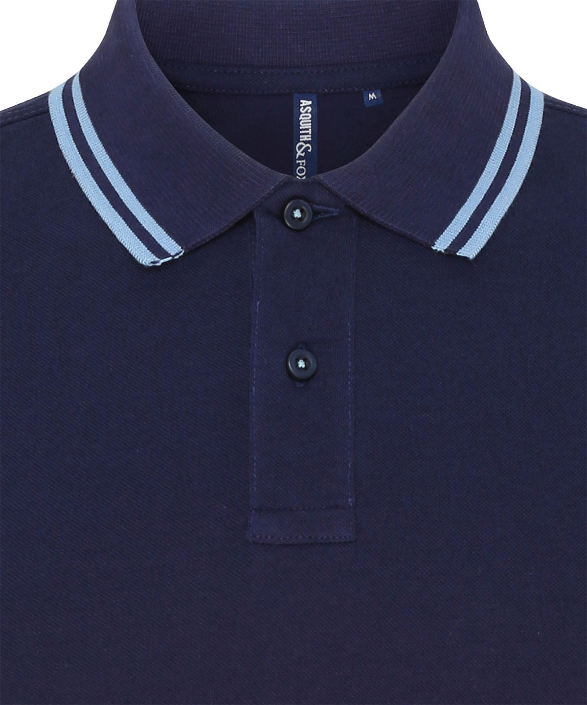 Men's Classic Fit Tipped Polo in Navy/Cornflower, front view