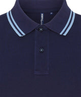 Men's Classic Fit Tipped Polo in Navy/Cornflower, front view