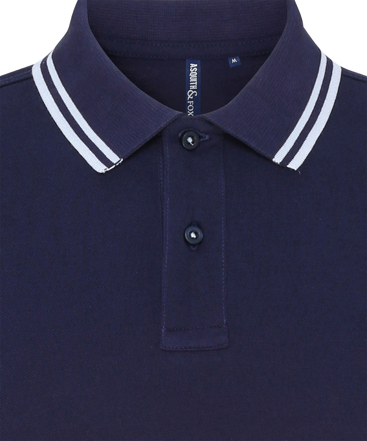 Men's Classic Fit Tipped Polo in Navy/White, front view