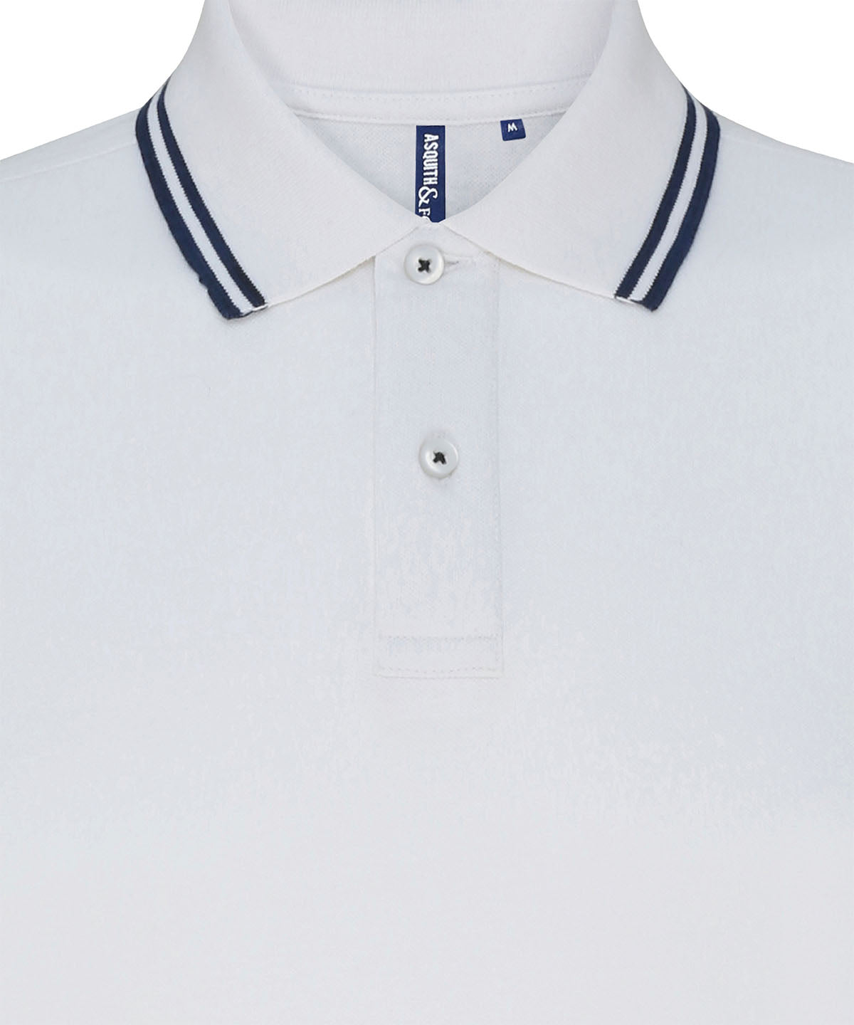 Men's Classic Fit Tipped Polo in White/Navy, front view