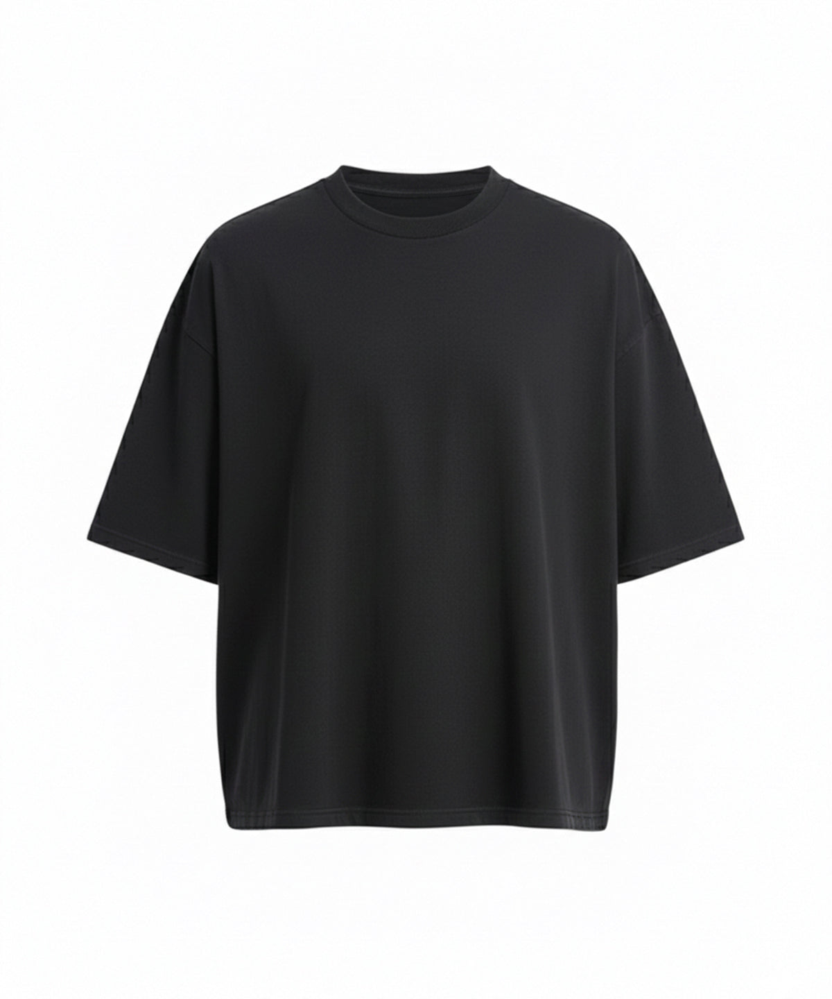 240 Boxy Cropped T in Deep Black, front view