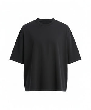 240 Boxy Cropped T in Deep Black, front view
