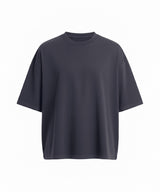 240 Boxy Cropped T in Solid Charcoal, front view