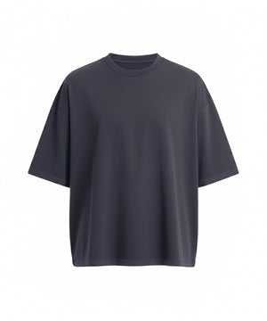 240 Boxy Cropped T in Solid Charcoal, front view