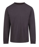 180 Long Sleeve T in Solid Charcoal, front view