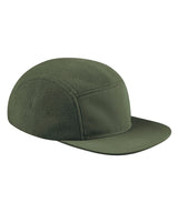 Recycled Fleece Outdoor Camper Cap in Olive Green, front view