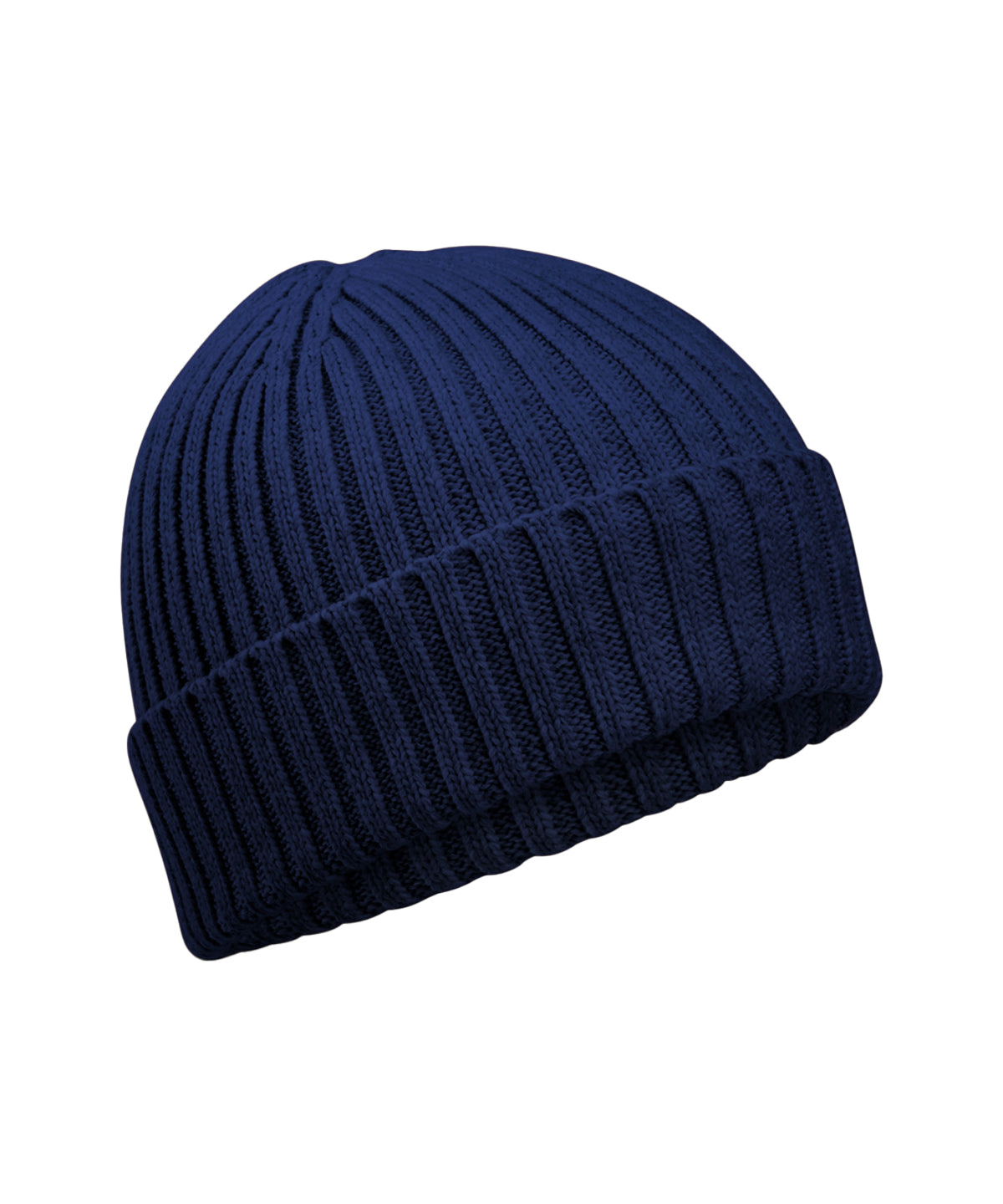 Organic Cotton Kids Beanie in Oxford Navy, front view