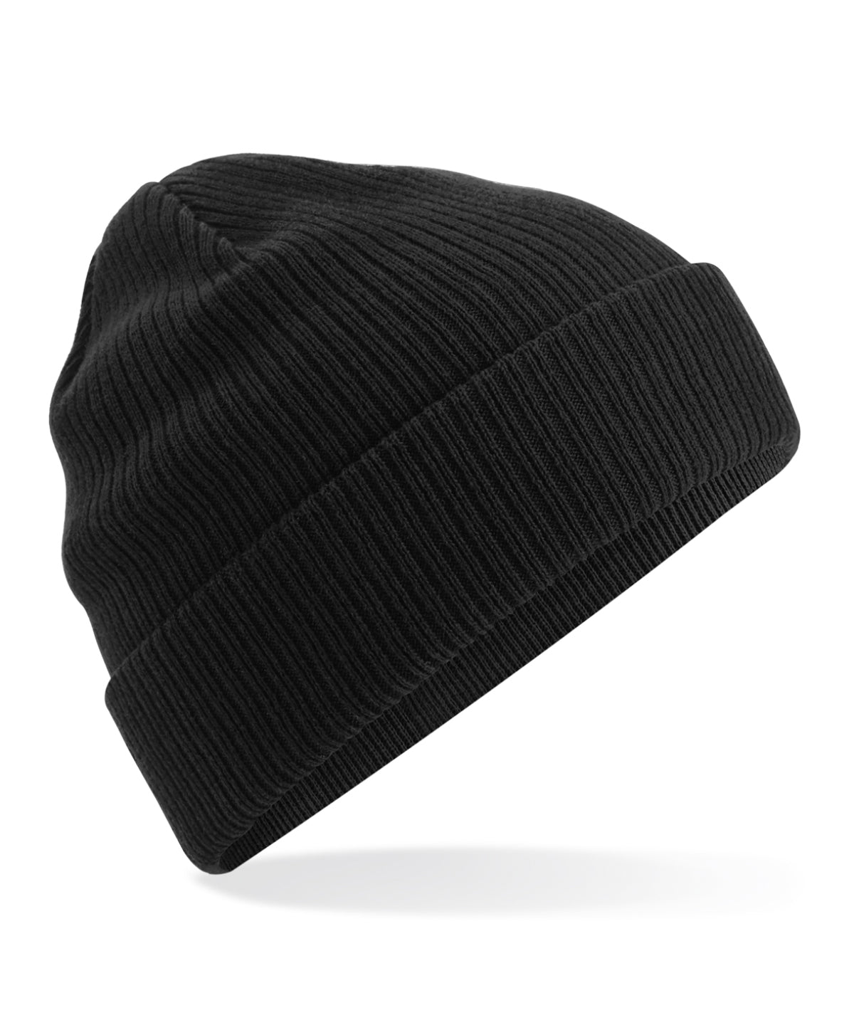 Organic Cotton Beanie in Black, front view