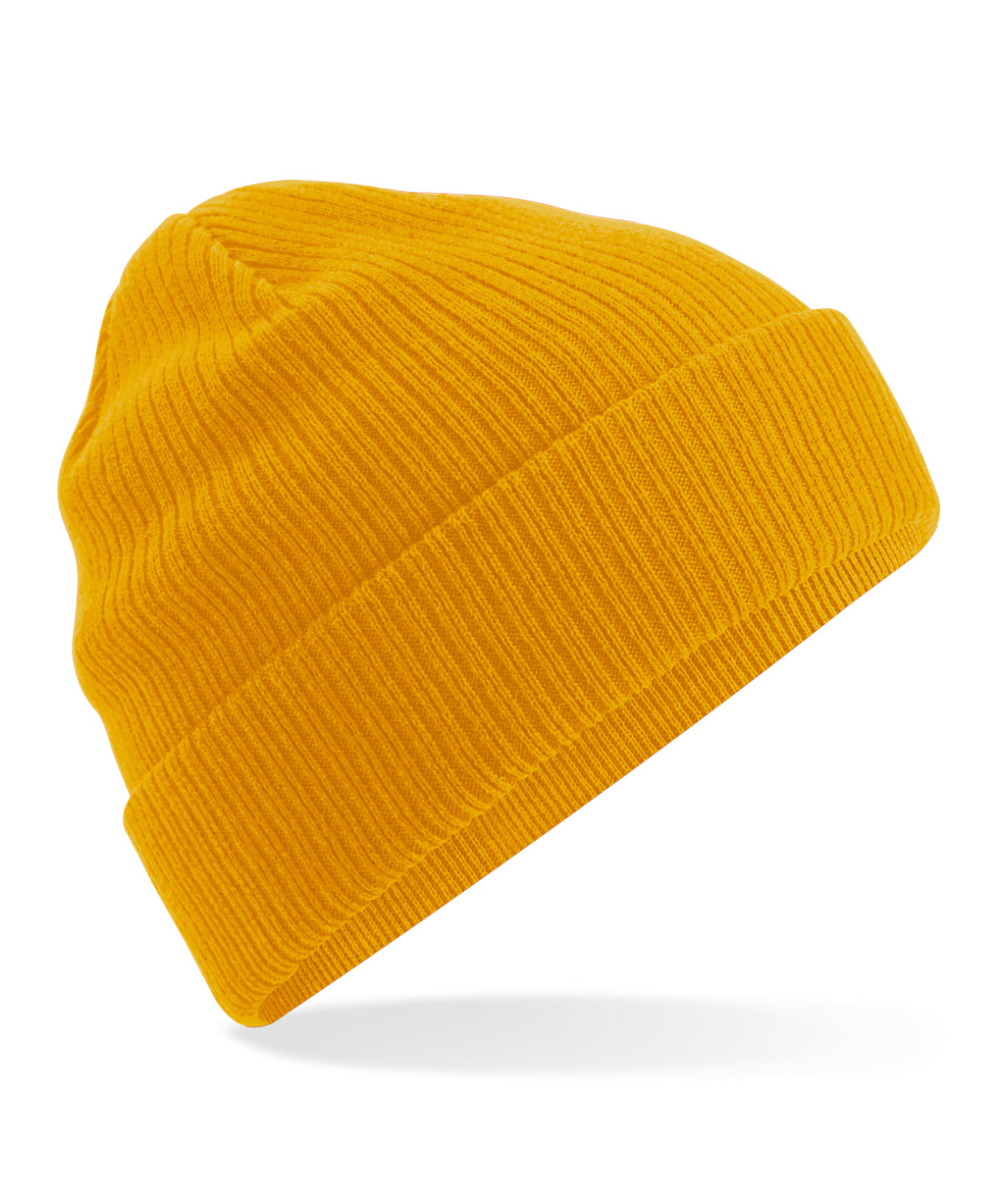 Organic Cotton Beanie in Mustard, front view