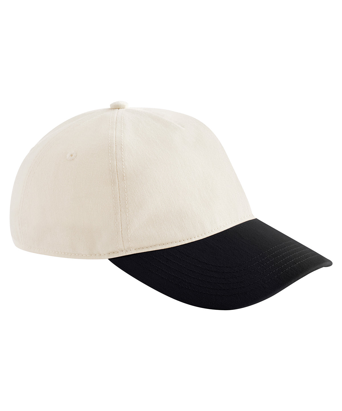 Contrast Peak Leisure Cap in Natural/Black, front view