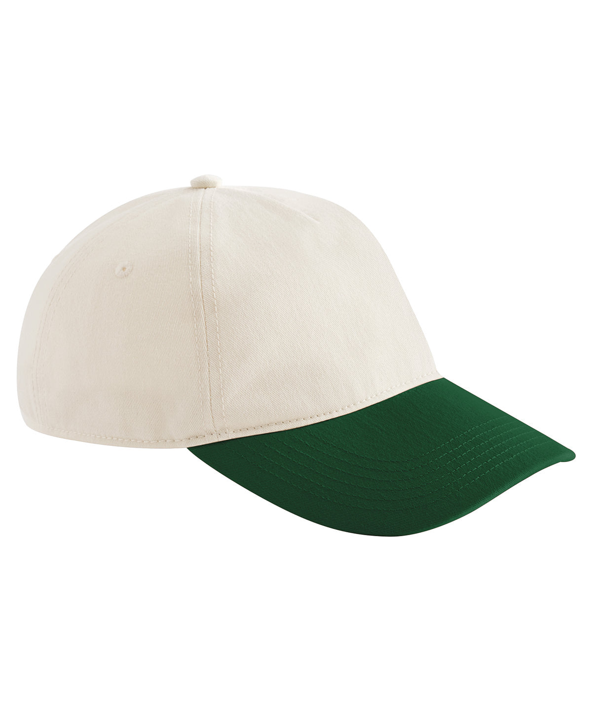 Contrast Peak Leisure Cap in Natural/Forest Green, front view