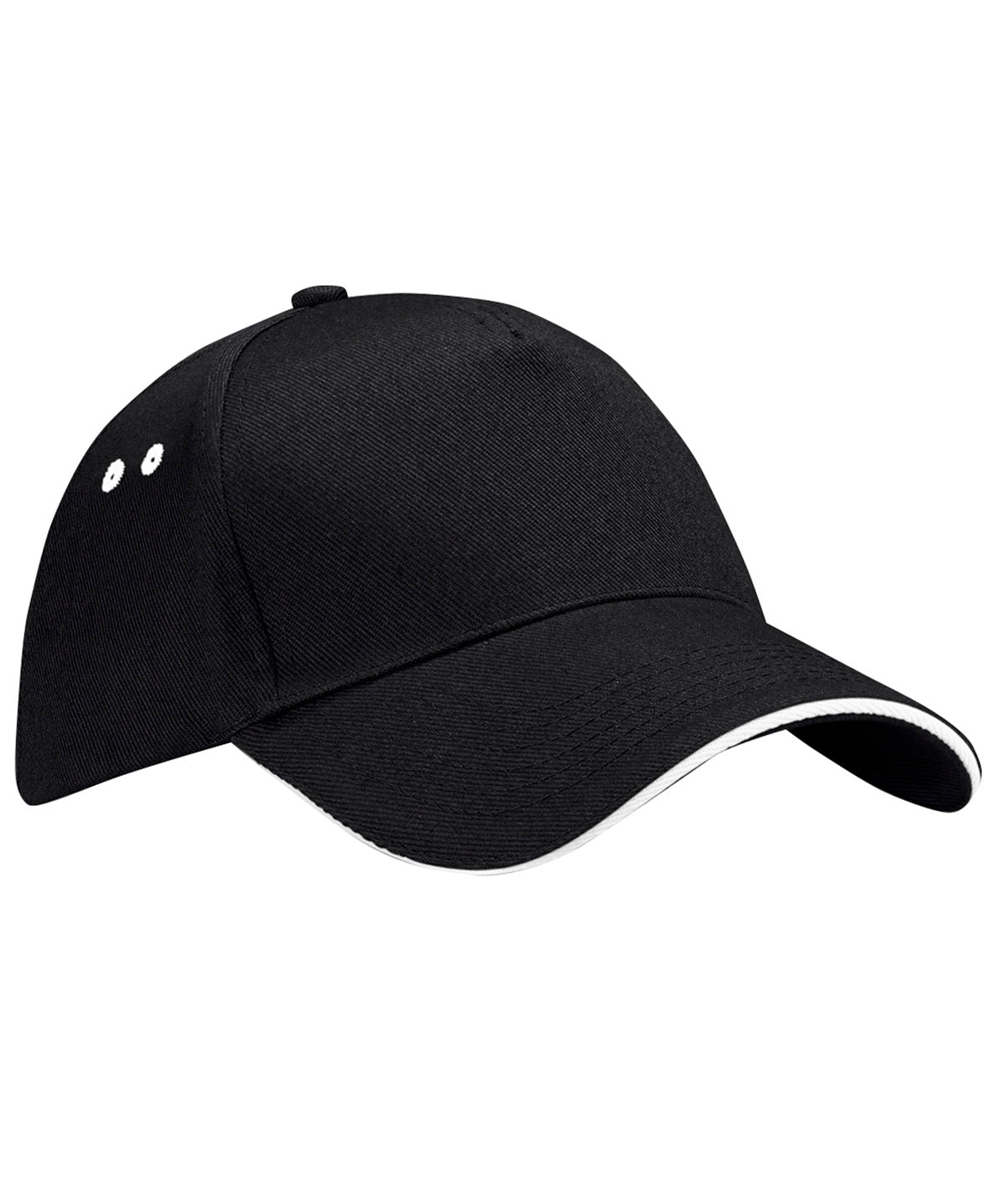 Ultimate 5-Panel Cap - Sandwich Peak in Black/White, front view