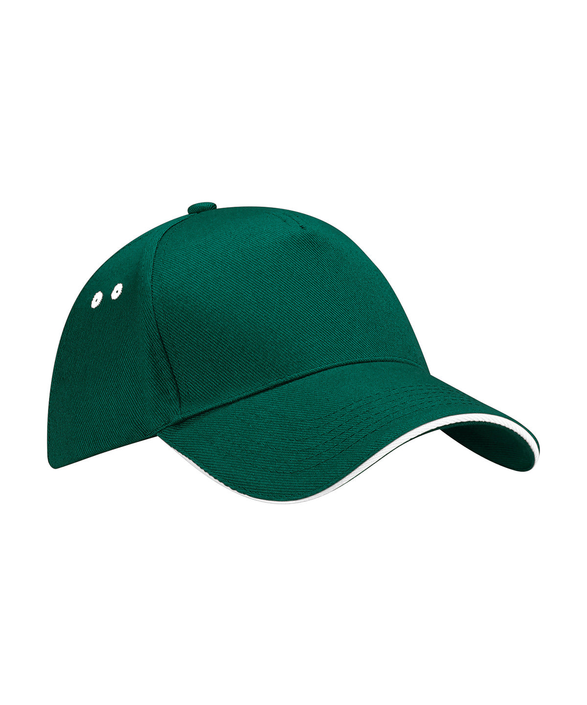 Ultimate 5-Panel Cap - Sandwich Peak in Bottle Green/White, front view