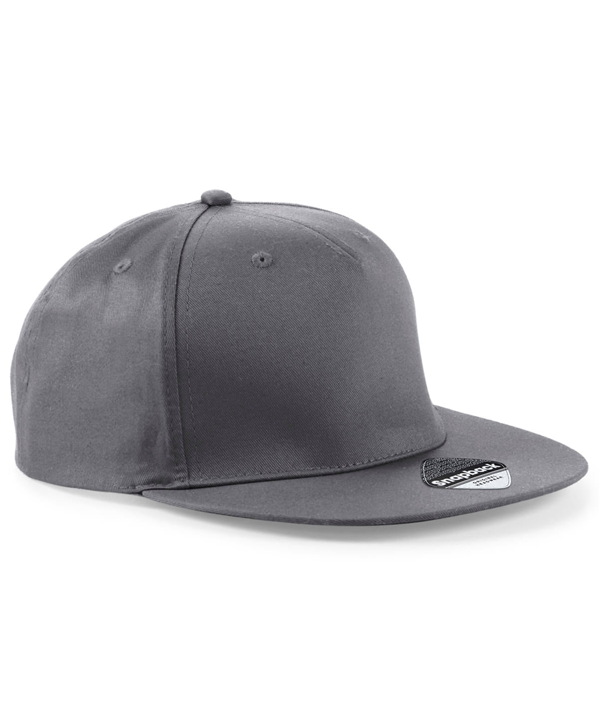 5-Panel Snapback Rapper Cap in Graphite Grey, front view