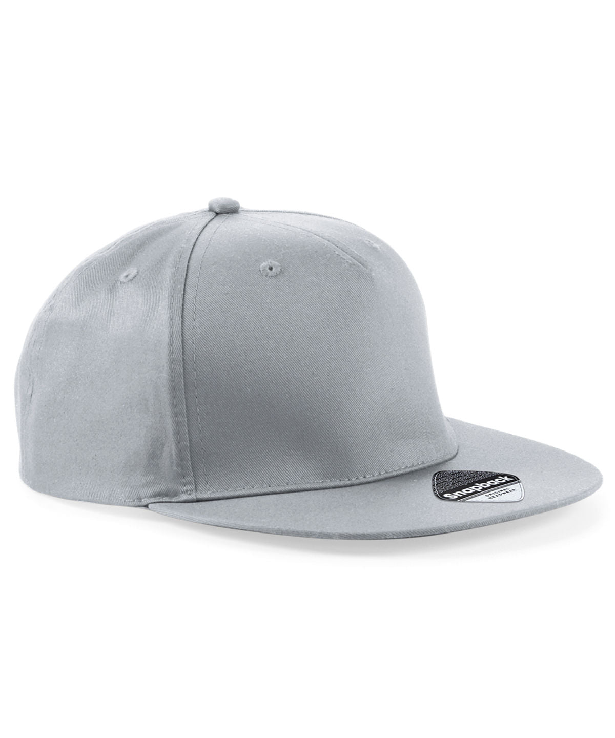 5-Panel Snapback Rapper Cap in Light Grey, front view