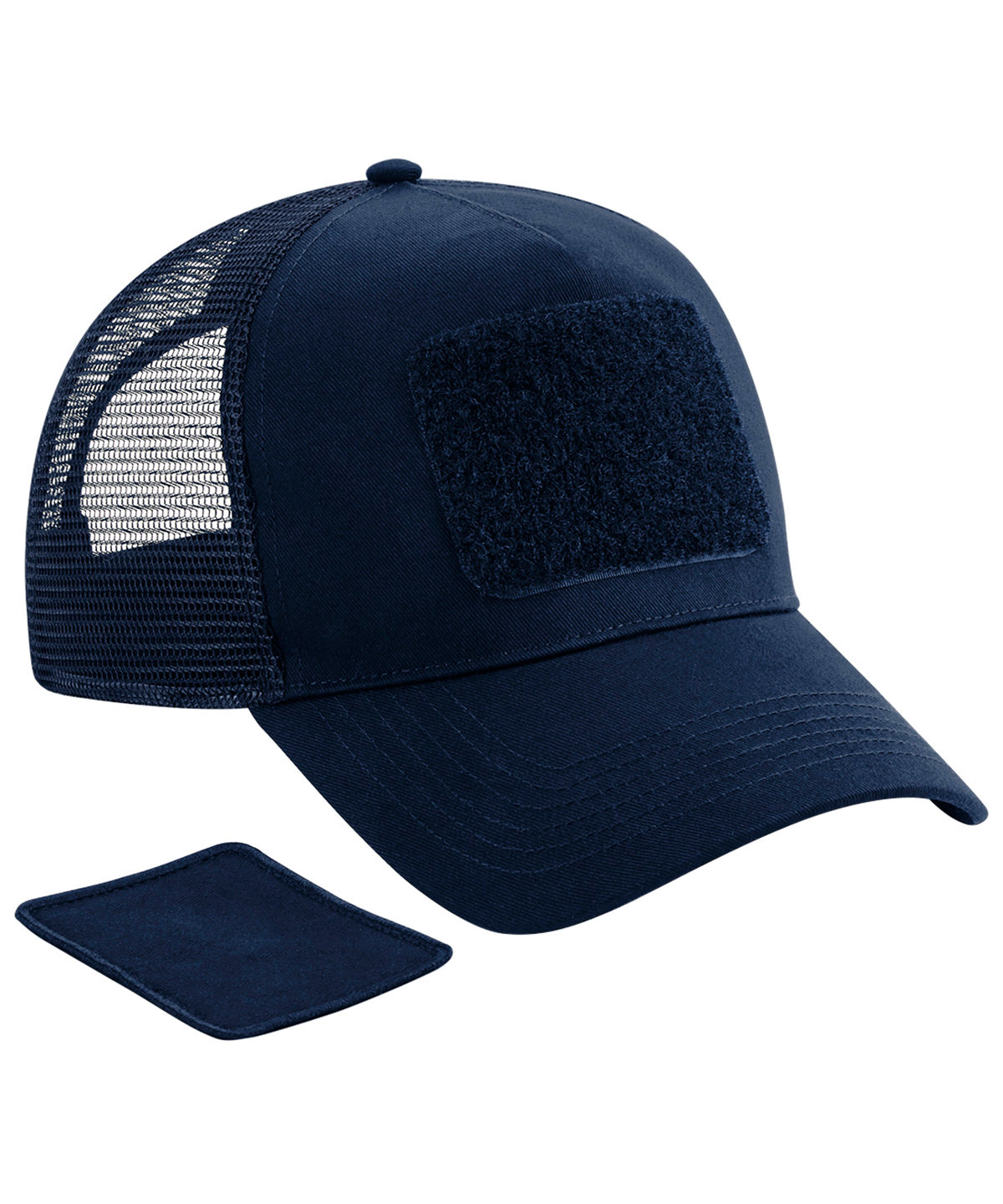 Patch Snapback Trucker in French Navy, front view