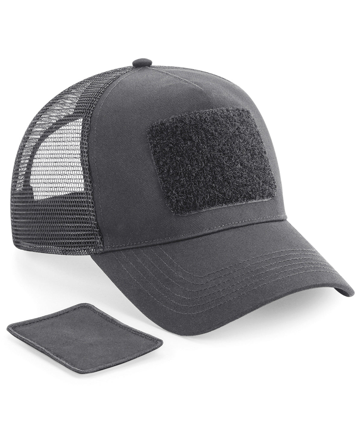 Patch Snapback Trucker in Graphite Grey, front view