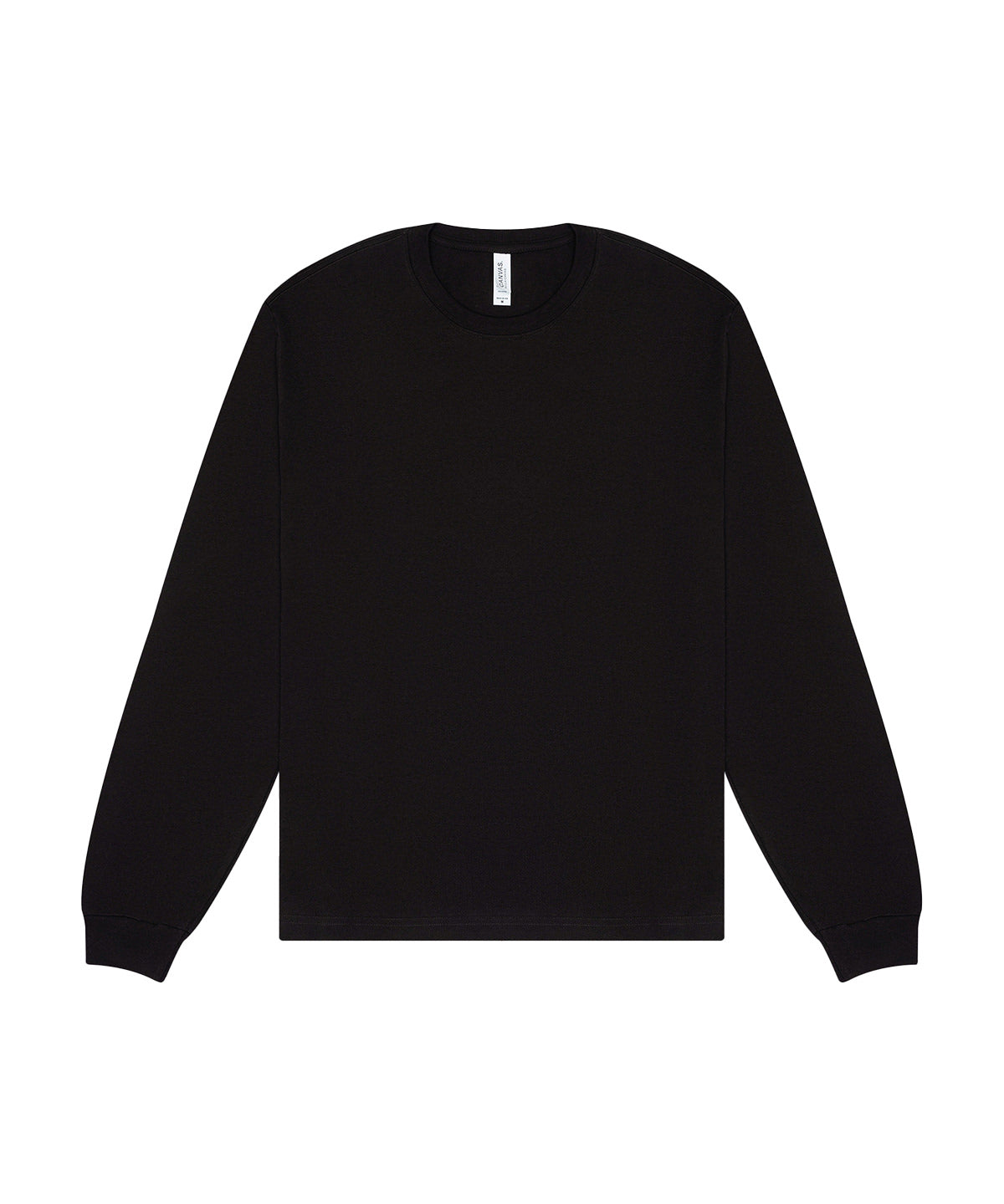 Unisex Heavy Boxy Long Sleeve Tee in Black, front view
