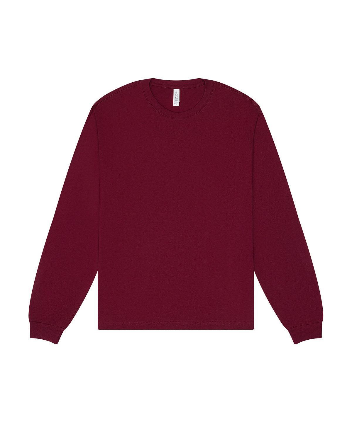 Unisex Heavy Boxy Long Sleeve Tee in Maroon, front view