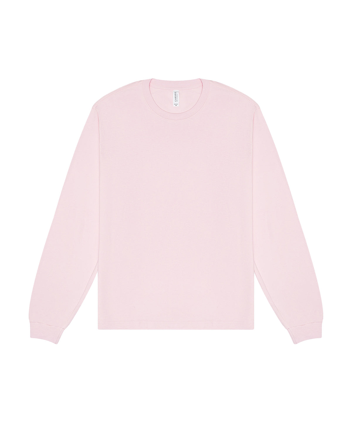 Unisex Heavy Boxy Long Sleeve Tee in Soft Pink, front view