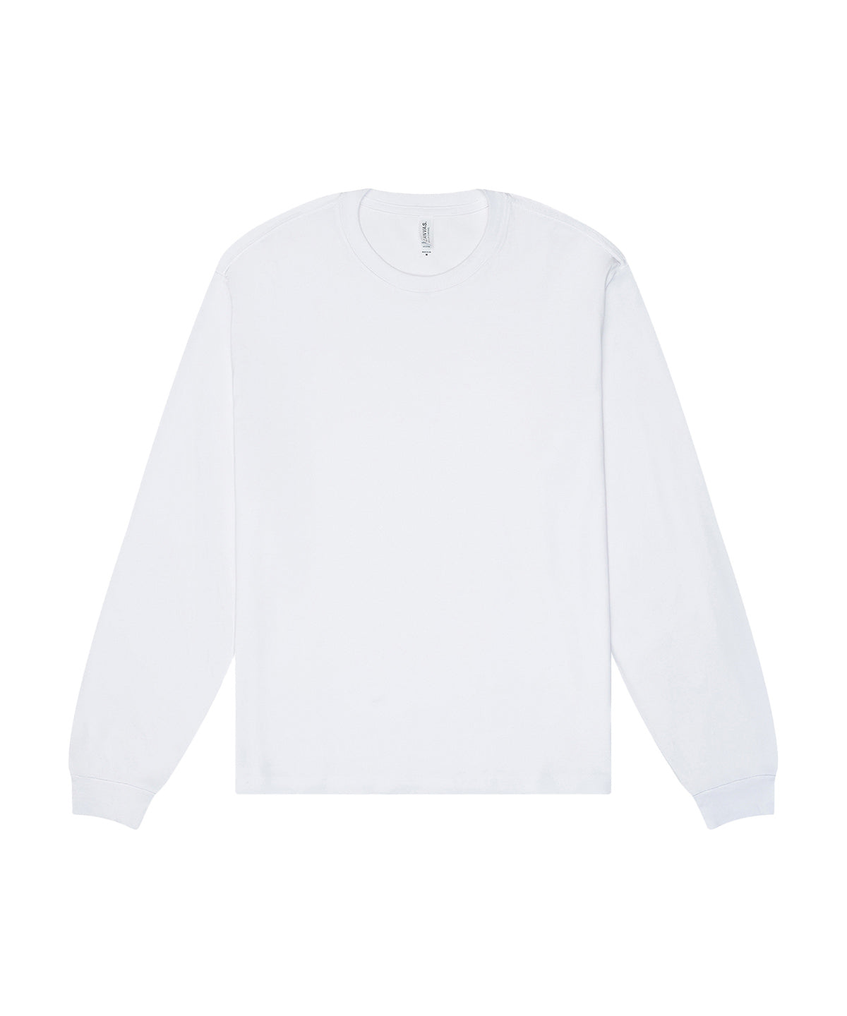 Unisex Heavy Boxy Long Sleeve Tee in White, front view