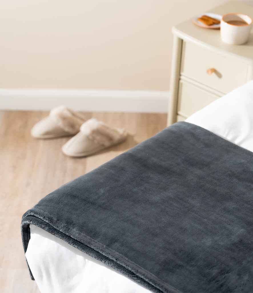 Extra Large Plush Fleece Blanket in Charcoal, front view
