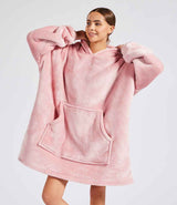 Oversized Hooded Blanket in Blush Pink, model photo